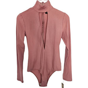 Reformation Pink Ribbed Bodysuit